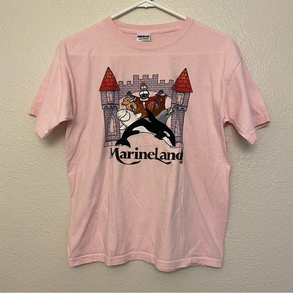 Marineland Canada pink graphic t-shirt embroidered 100% cotton youth L